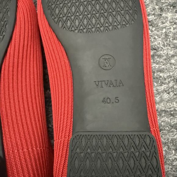 VIVAIA Shoes US 9 EURO 40.5 Square-Toe V-Cut Flats Margot 2.0 Red Ballet Knit - Picture 9 of 13